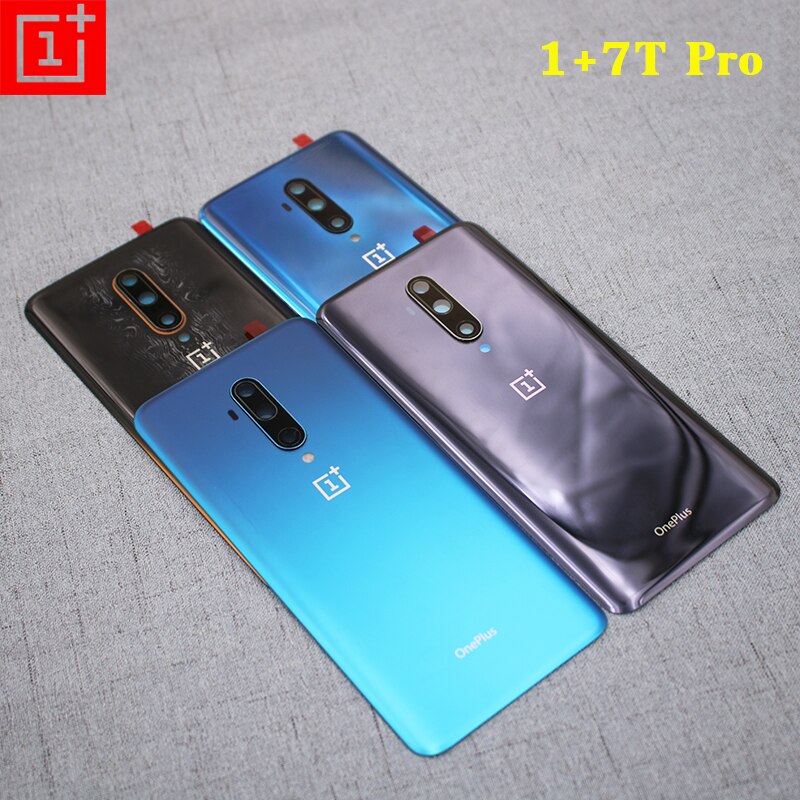 Original Oneplus 1 + 1 + 7 T 7 T carcasa trasera de vidrio de la puerta trasera Reparación de reemplazo de teléfono caso 7 7 T Pro con lente de la cámara