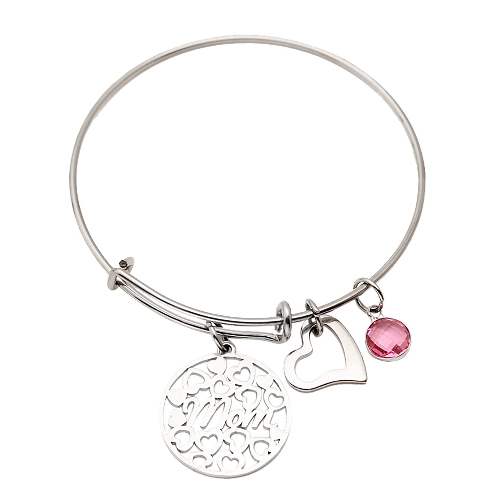 Stainless Steel Mom Bracelet Twelve-color Birthstone Can Be Pushed And Pulled Bracelet Charms for Jewelry For Family: J