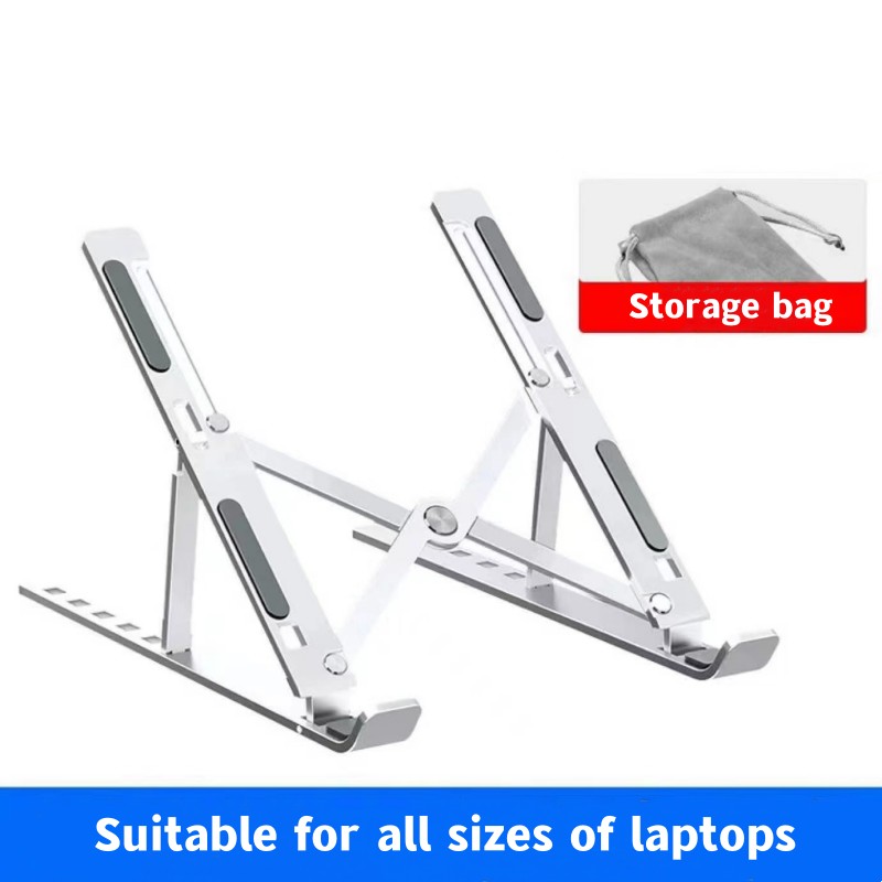 Kannettava kannettavan tietokoneen teline alumiininen kannettavan tietokoneen tuki tietokoneteline macbook air pro pidike tarvikkeet taitettava kannettava alusta pc:lle: Hopea