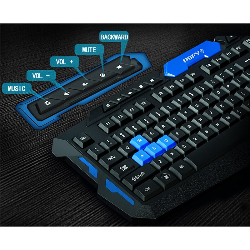 Trådlöst tangentbord mus combo set usb 2.4 ghz 1600 dpi gaming gamer spel möss multimedia vattentät för dator pc skrivbord