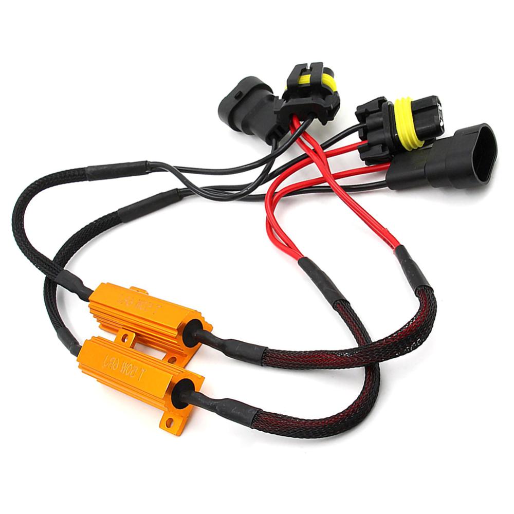 Luz LED antiniebla Canbus DRL, resistencia de carga de 6Ohm, 50W, decodificador, resistencia de cableado, arnés para faros antiniebla, 2x9005