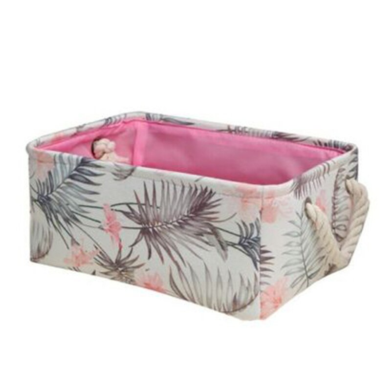 Cesta de almacenamiento nórdica plegable, organizador de hojas y flores, cesta de ropa, bolsa de lavandería, artículos diversos, organizador de juguetes, decoración del hogar: Rosa / L