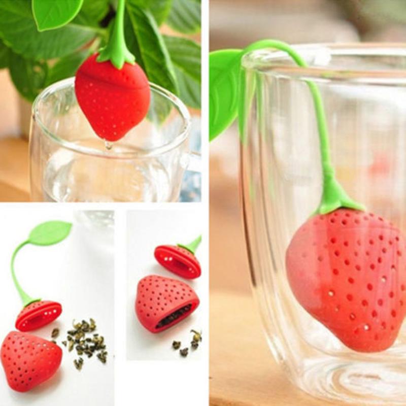 1 pcs Strawberry Loose Tea Leaf Strainer Herbal Spice Filter Diffuser