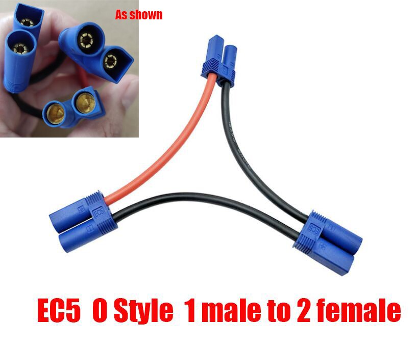 EC5 Parallel Batterij Connector Kabel Dual Extension Y Splitter 12AWG Silicone Draad 10Cm Y / O Stijl Voor Rc speelgoed: O 1 male to 2 female