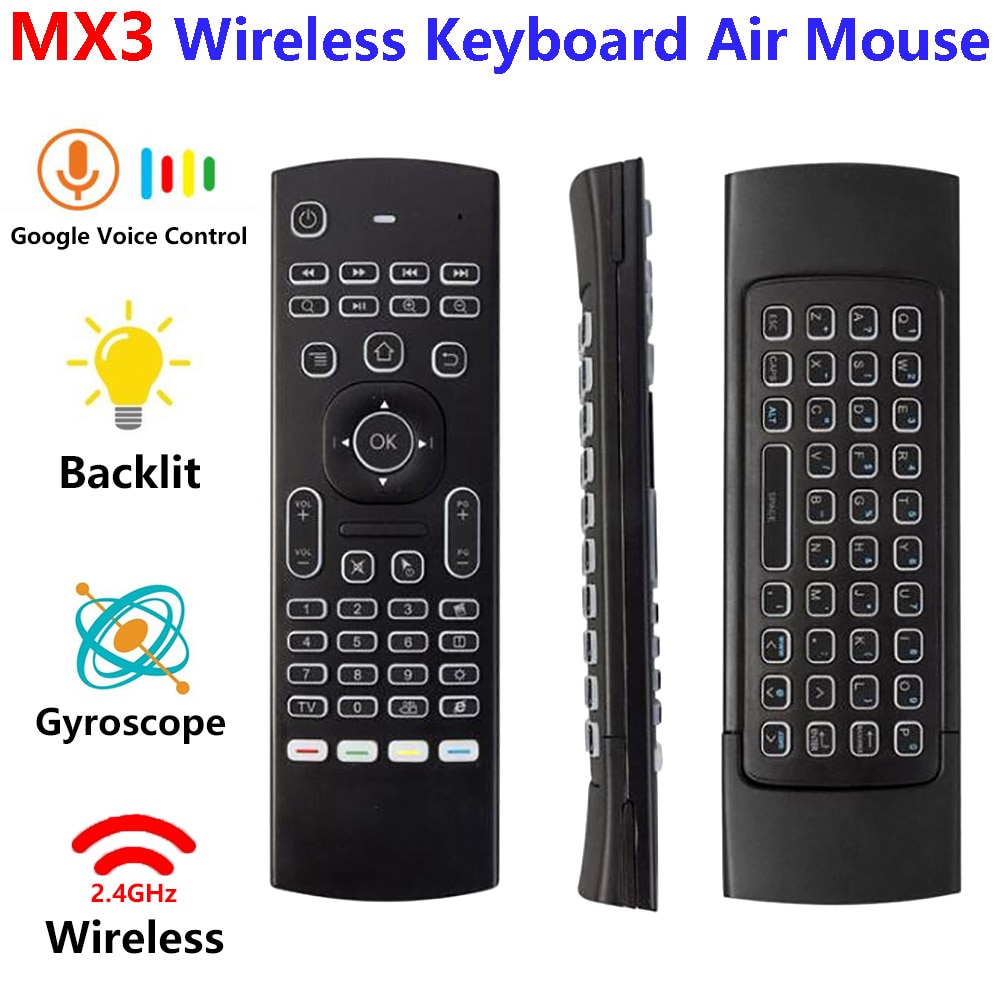 MX3 Wireless Keyboard Air Mouse Backlit Voice Remote Control 2.4G Wireless Keyboard Google Vcice Control LR Learning H96 X96 And
