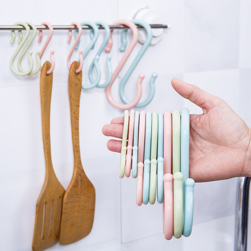 Opbevaring kroge kroge 3 farve opbevaringsartikler s formet plast multifunktion 1 sæt bøjle bøjler kroge til hjemmet forsyninger
