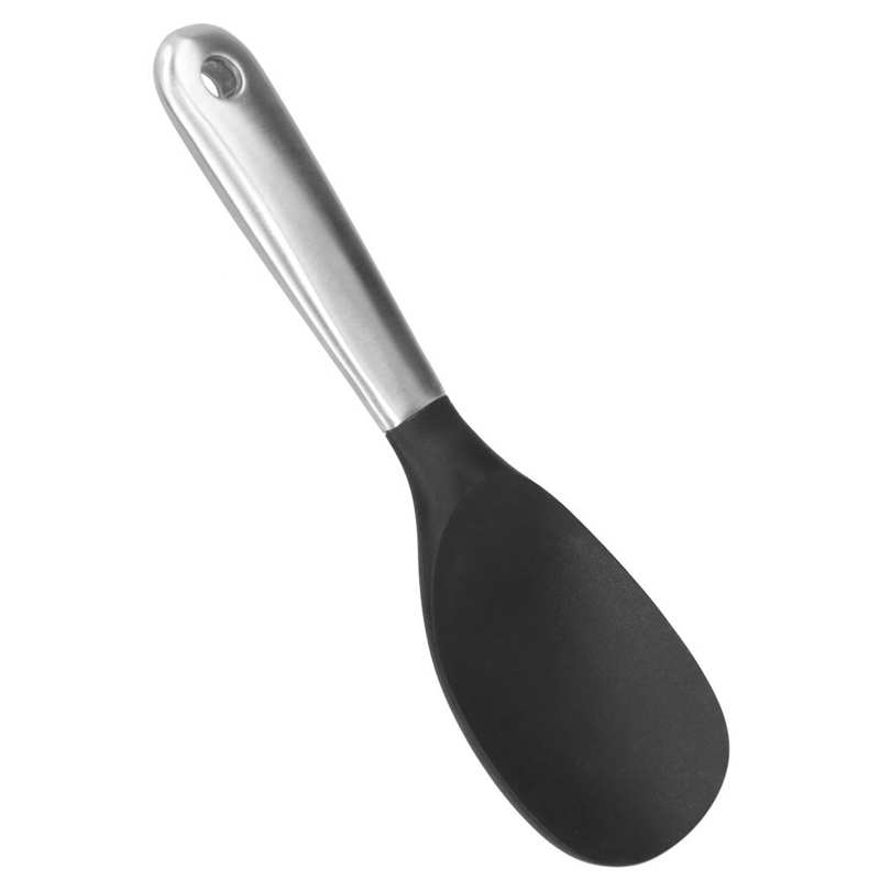 Stainless Steel Silicone Rice Spoon Non-Stick Pan Rice Serving Spoon with Hanging Hole Kitchen Tool Western Dinnerware