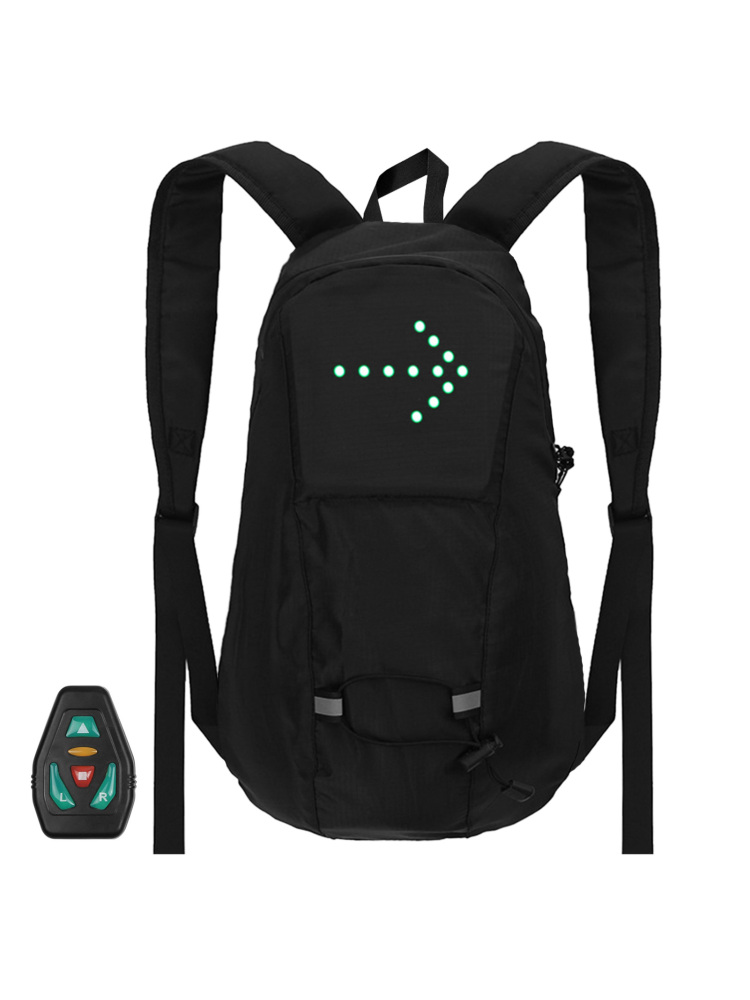 Sac à dos de vélo avec clignotant LED, 15L, avec indicateur de direction, lumière de sécurité aste par USB, étanche, sans fil, RC