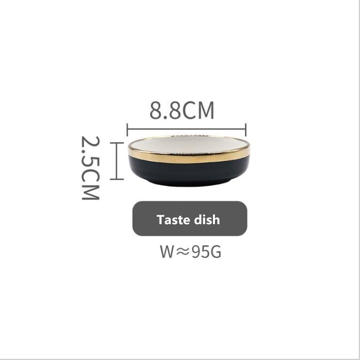 Blue Ceramic Dinner Plate Gold Edge Kitchen Plate Tableware Set Luxury Western Tray Beef Dessert Plate Cake Dish Spoon Bowl 1pc: 8 cm Taste dish