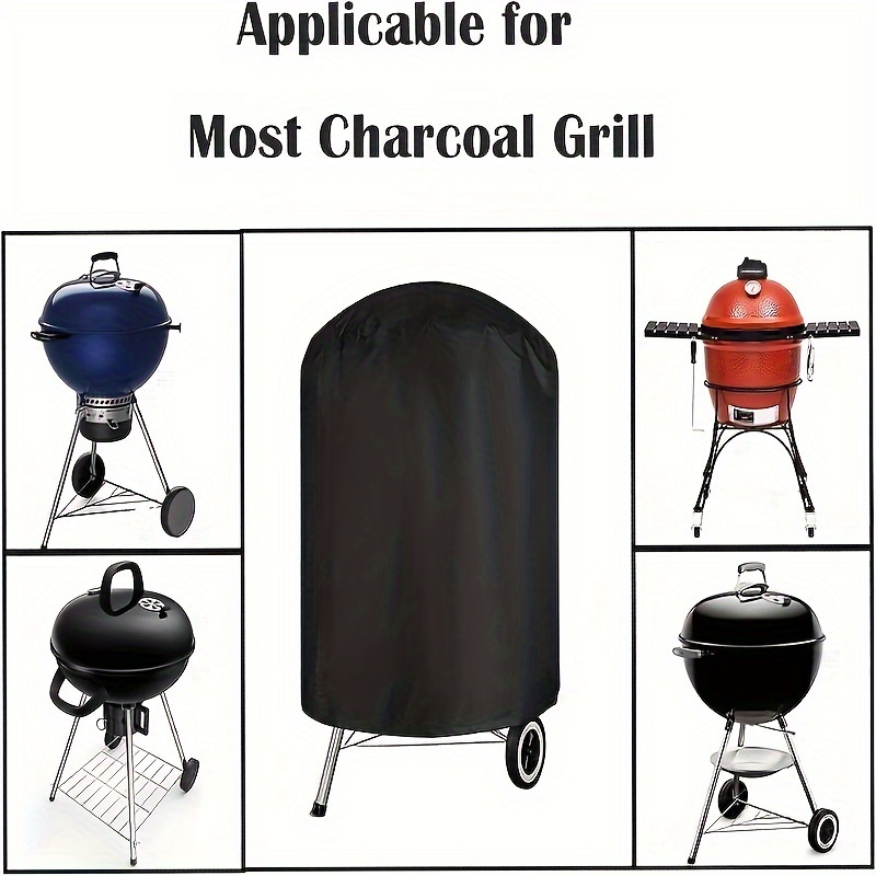 Overtræk til kulgrill, grillovertræk til weber 22 tommer kulkedel, kraftigt vandtæt udendørs rygeovnsovertræk, rund grill