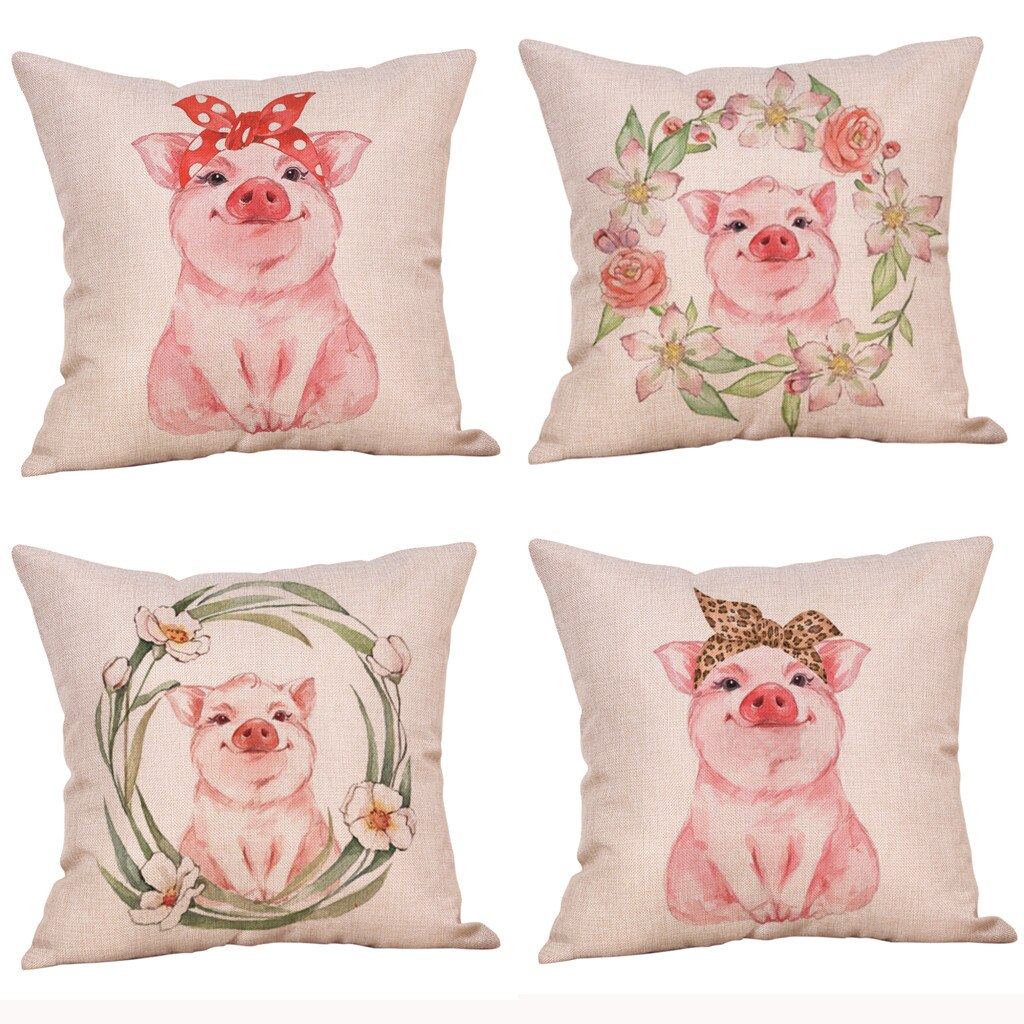 Schattige Dieren Varken Katoen Linnen Kussensloop Kussenhoes Taille Sofa Auto Home Decor Home Decor Kids Woonkamer Decoratie Die