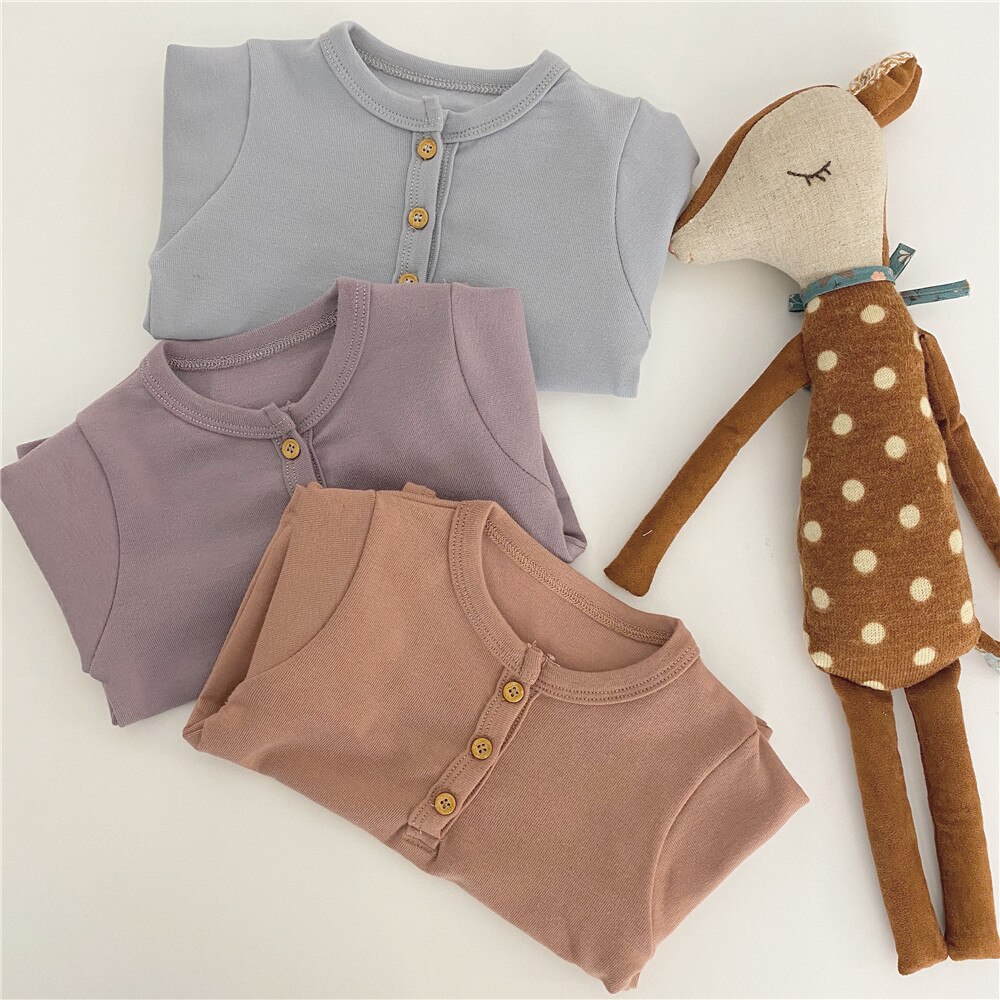 Camisetas de manga larga para bebés y niños, Algodón puro, 3 colores, Otoño, base