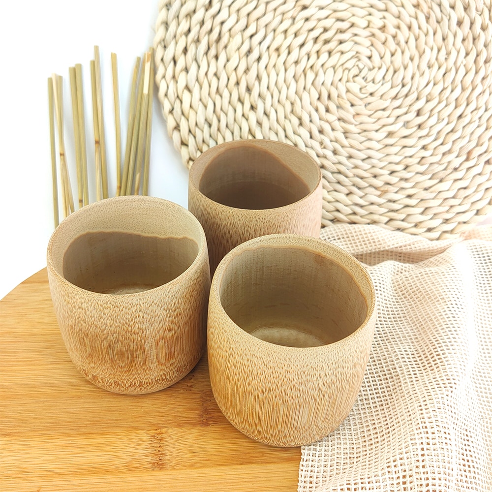 Home Japanese Style Natural Bamboo Tea Cups Water Cup Bamboo Round Tea CupsCups Green Natural Pure Handmade