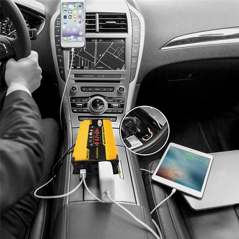 4000w auto-stroomomvormers  dc 12v naar  ac 220v 110v laadadapter omvormer dubbele 2 usb led digitale spanningsweergave auto-accessoires