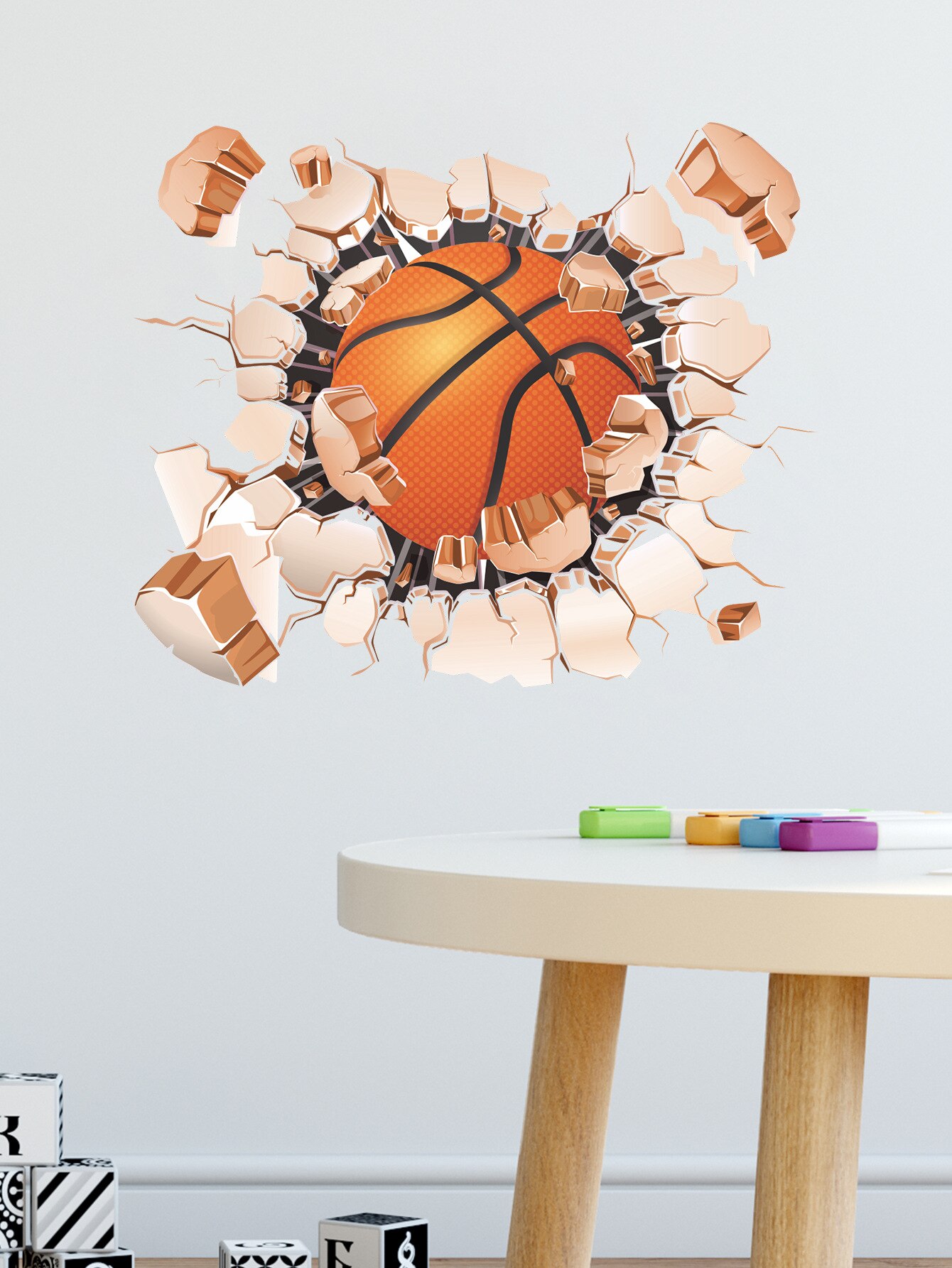 3d knækkede væg sport basketball børn soveværelse hjem væg baggrund dekoration wall stickers selvklæbende værelse indretning