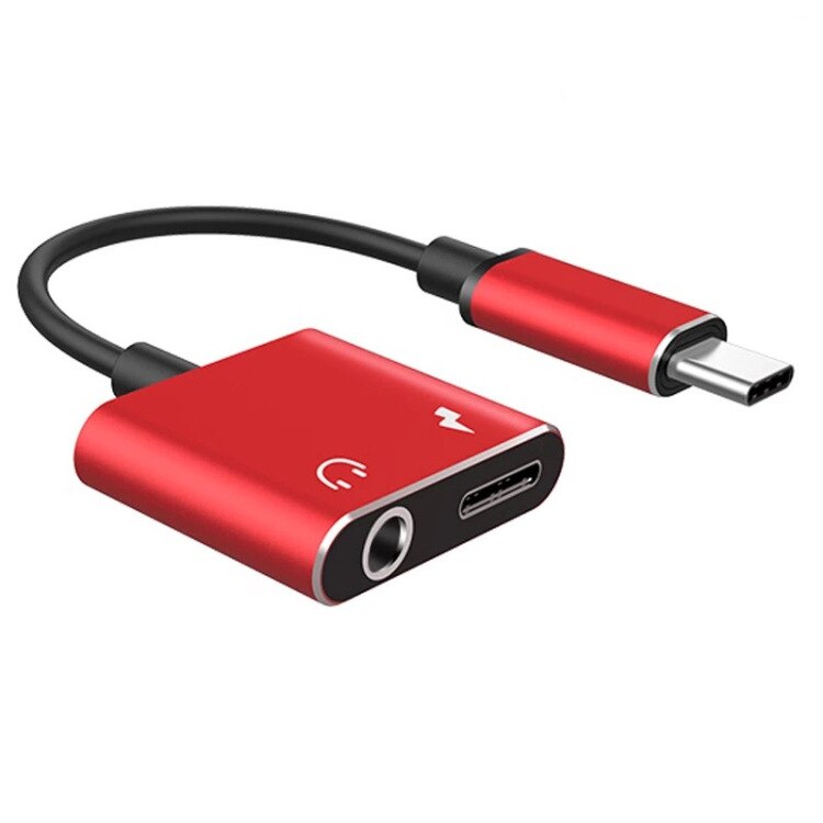 Usb Type C Male Naar 3.5Mm Jack Koptelefoon Adapter Kabel Aux Audio Voor Xiaomi Mi 6 Huawei P20 Mate 20 Pro Type-C Snel Opladen Adapter: Rood