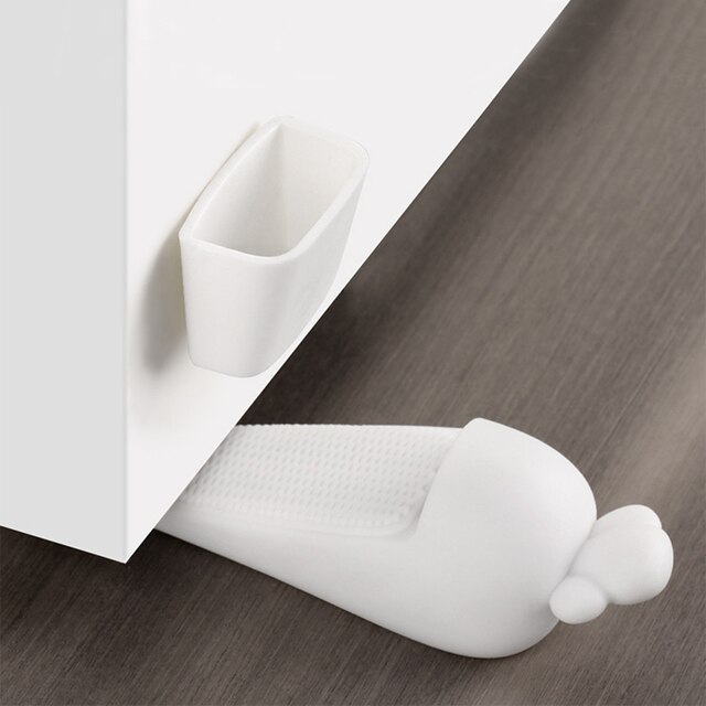Deur Stopper Siliconen Deur Stop Geschikt Voor Deur Bodem Klaring Binnen 0.98 ", Deur Wig Stoppers, met Deur Houder: White