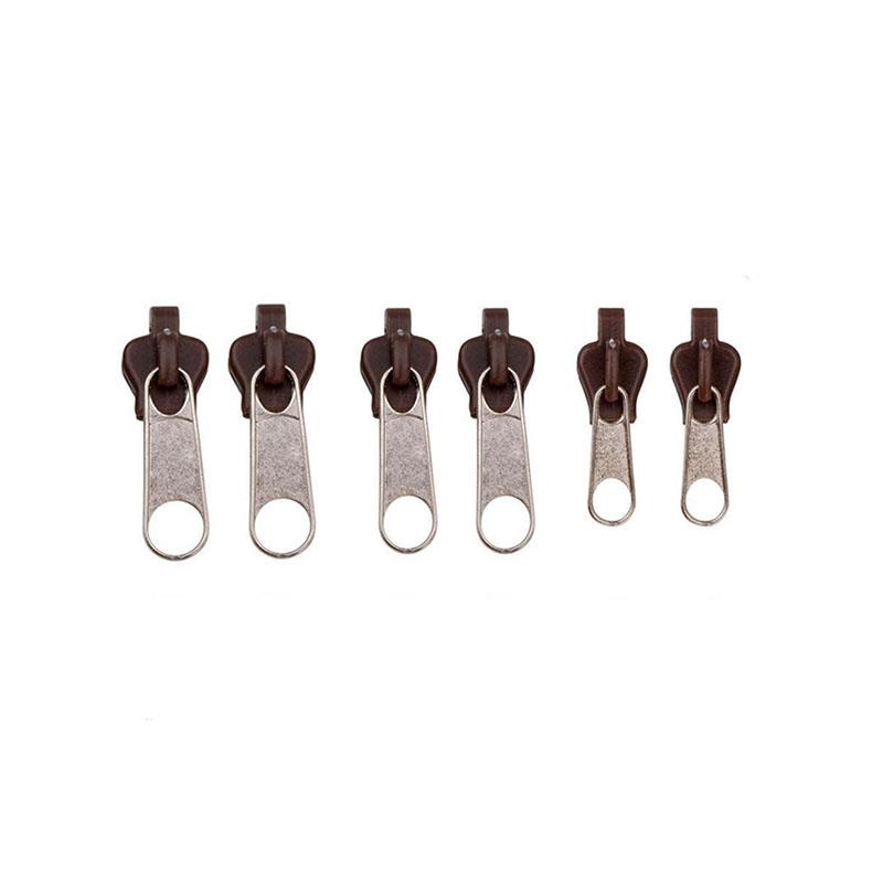 12/6Pcs 3 Sizes Universal Instant Fix Zipper Repair Kit Replacement Zip Slider Teeth Rescue Zippers Sewing Clothes: 6pcs-coffee
