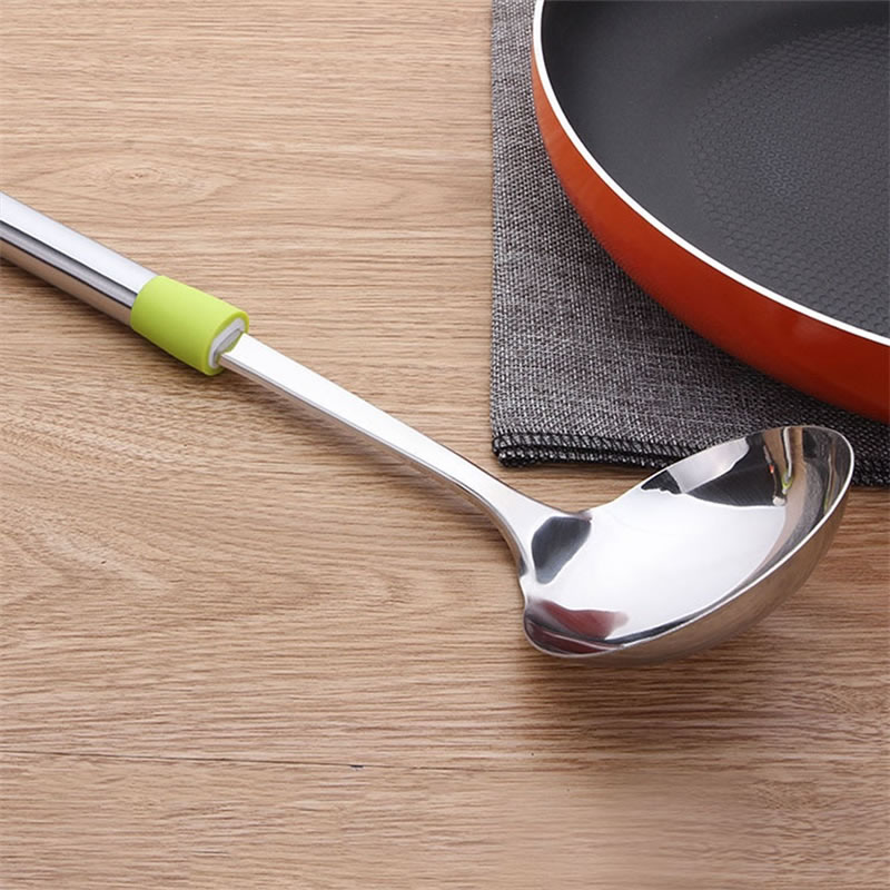 Goodfeer Stainless Steel Broth Ladle Long Handled Sauces Spoon Handmade Rice Soup Cooking Spoon Kitchen Accessories