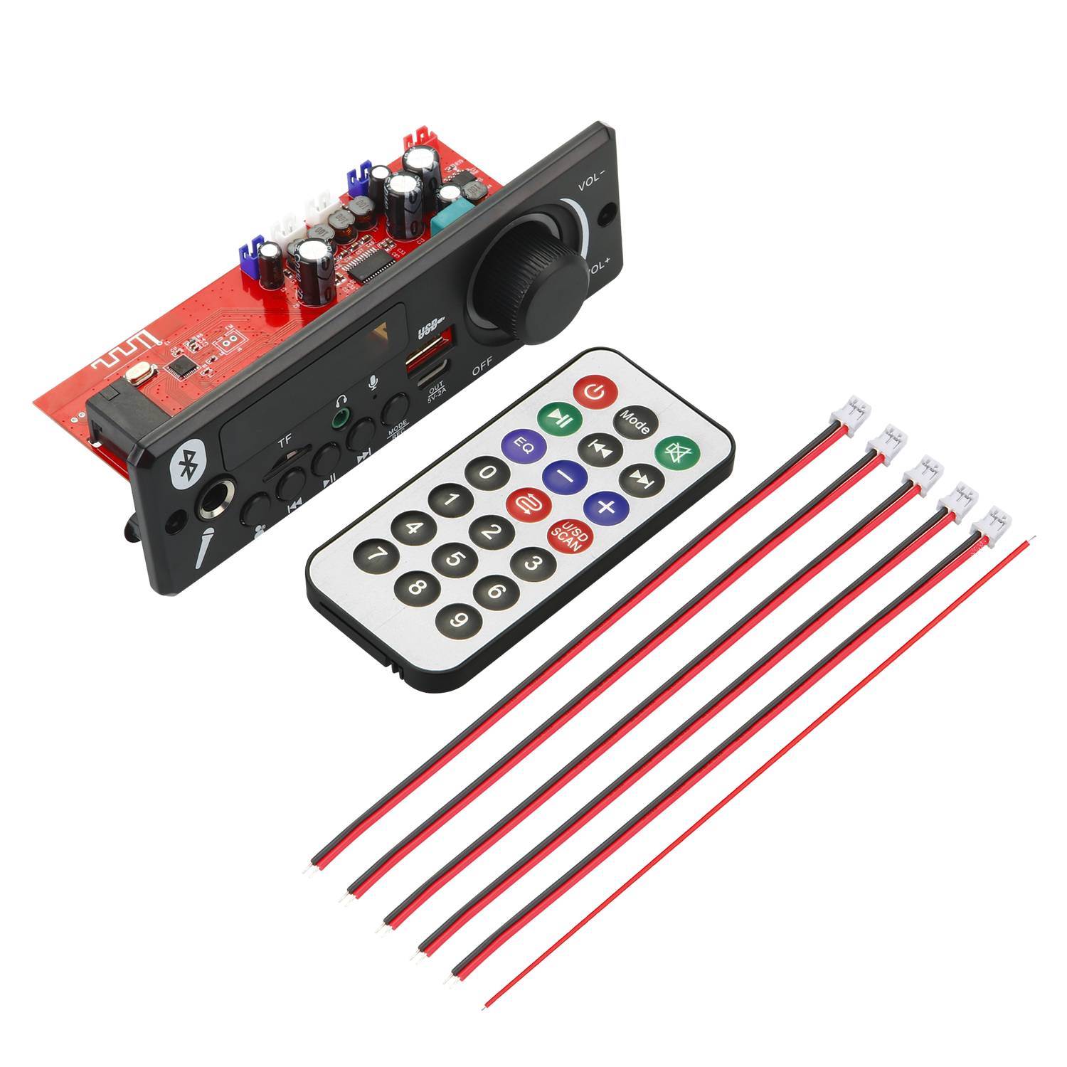 80w Verstärker Bluetooth 5,0 DIY MP3 WAV Decoder Board DC 12V 2*40W Wireless Auto USB MP3-Player TF Kartens teck platz USB FM mit Mikrofon: WHITE