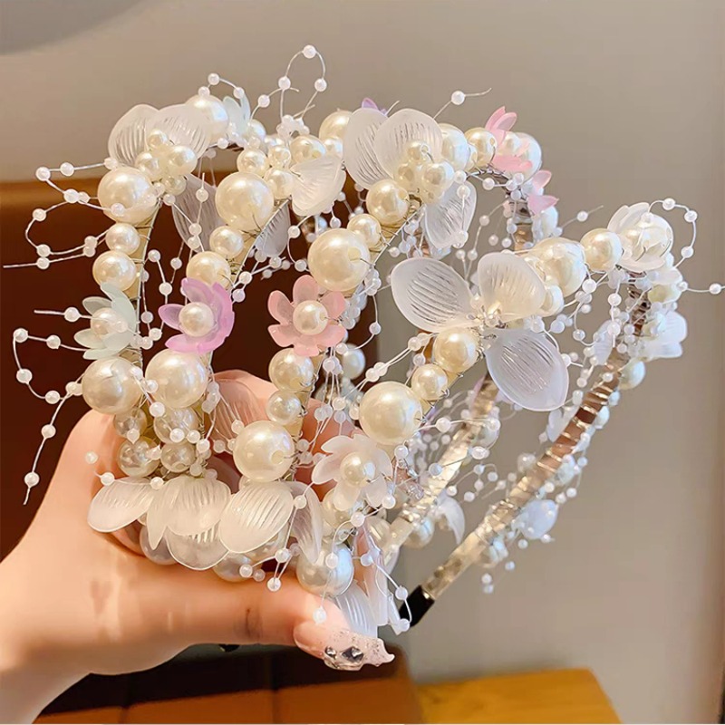 White Flowers Headband Bridal Wedding Hair Accessories Girls Dress Garland Princess Crown Hairband Hair Jewelry