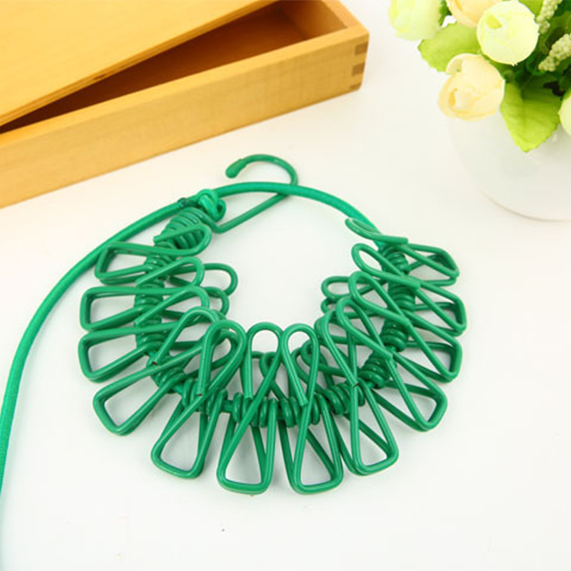 Portable Clothing Clothesline with 12 Clips Retractable Laundry Dryer Clothes Rope Drying Rack Cloth Hanging Line For Outdoor