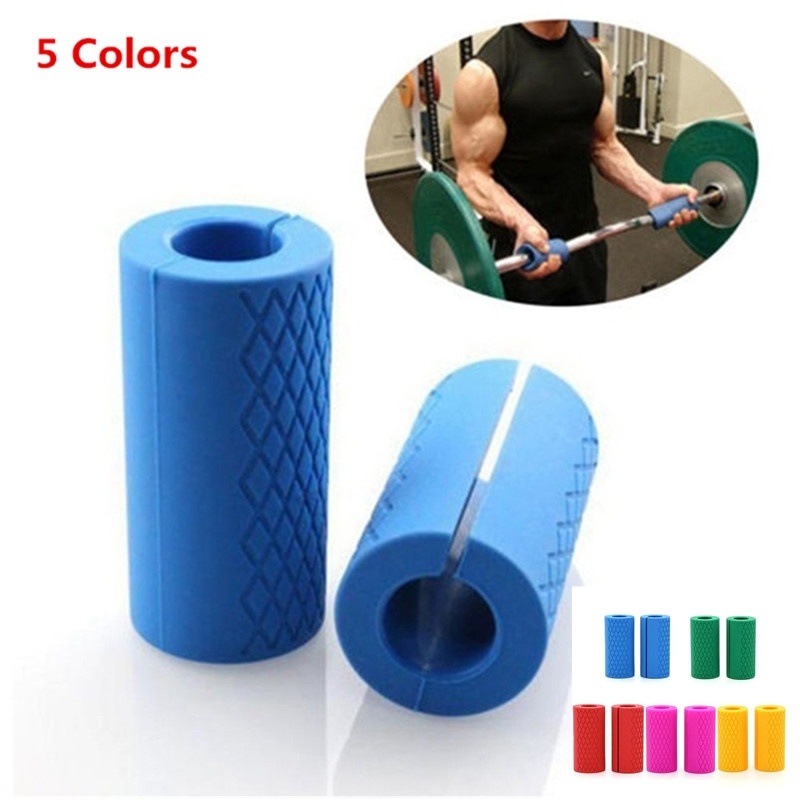 1 par de silicona pesa gruesa de barra de sacar de levantamiento de pesas de apoyo barra puños Anti-slip proteger Pad Fitness gordo agarre
