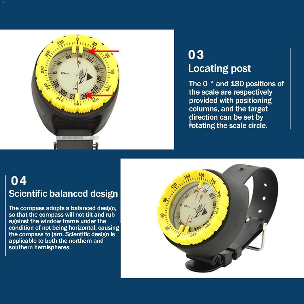 Kompas 50 M Horloge Evenwichtige Waterdicht Kompas Onderwater Kompas Duiken Kompas Kompas Lichtgevende Scuba X0C0