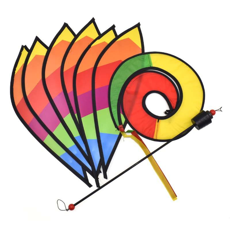 Outdoor Hanging Rainbow Color Air Balloon Rotating Wind Strip Windmill Park Attractions Decoration Pinwheel