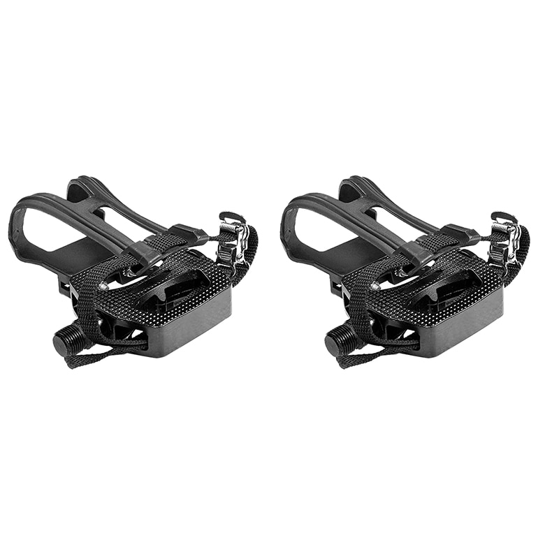 Spinningcykelpedal spd-pedal i aluminiumlegering med tåklämmor &amp; klossar cykeltillbehör för spinbike motionscyklar: Default Title