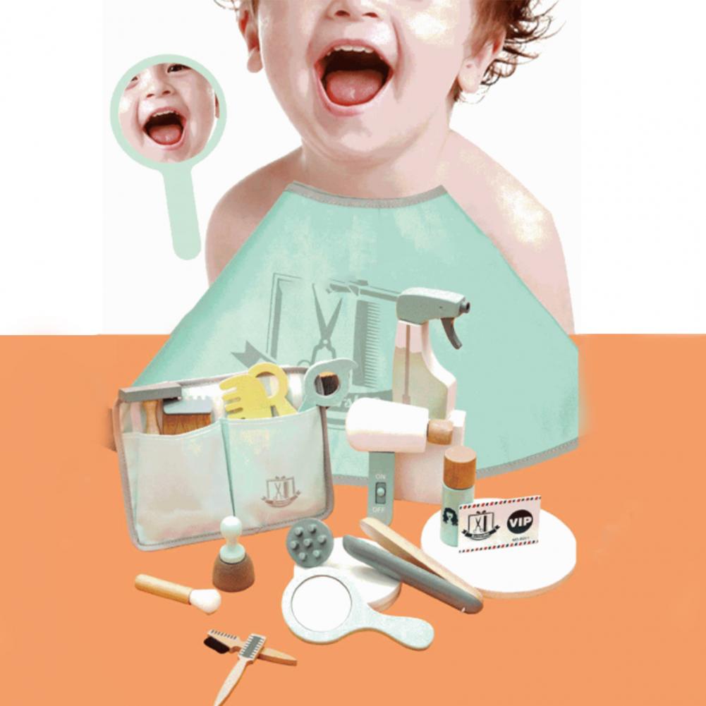 18 Teile/satz Haarschnitt Spielzeug Set Simulation Pretend Spielen Holz Friseur Kit Kinder für Kinder