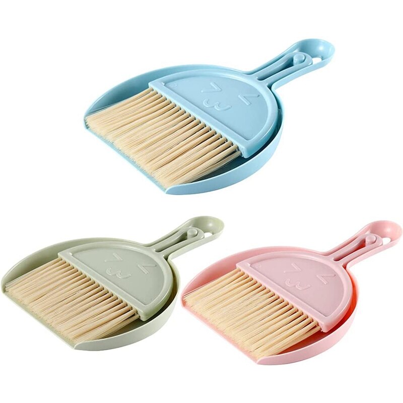 3 Sets Mini Stoffer En Blik Set Kooi Cleaner Hand Bezem En Stoffer Schoonmaak Tool Voor Bureau, Auto, kleine Dieren Afval, Etc: Default Title