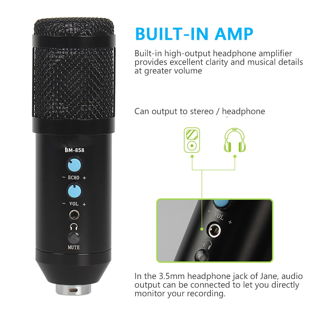 Metal USB Condenser Recording Microphone For Laptop MAC Windows Cardioid Studio Recording Vocals Voice Over With Shock Mount