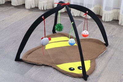 Leżąca zabawka dla kota s ulubiona mysz droczyć się zabawka dla kota zestaw zabawek zabawa namiot dla kota mata dla kota zagraj w łóżko zabawki dla zwierząt domowych i łóżko wygodne i zabawne ulubione koty: honeybee