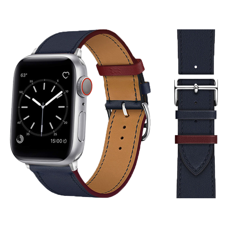 Læderrem til apple watch-rem 45mm 44mm 49mm 42mm 41mm 40mm single tour correa-armbånd iwatch-serie 9 7 8 6 5 4 se ultra: Blå / 22mm