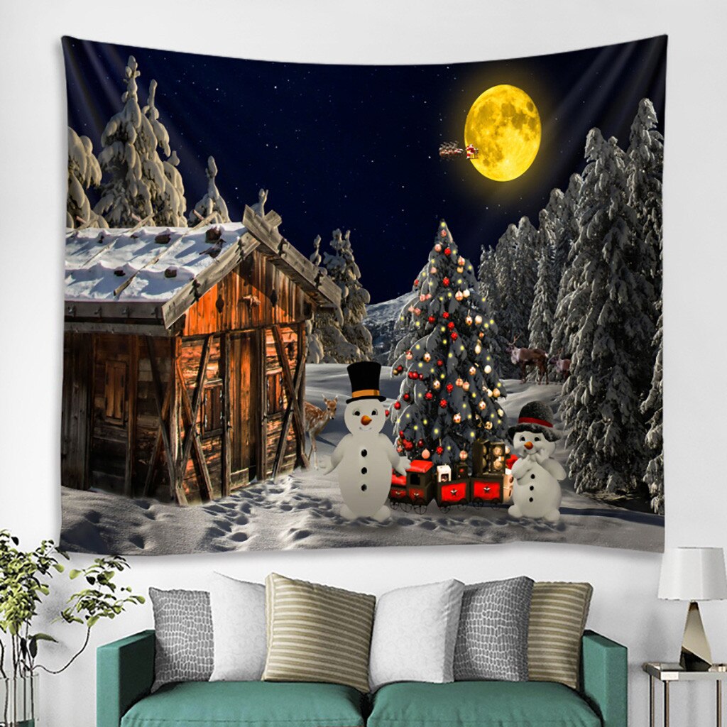 Noël tapisserie noël bonhomme de neige Art ornements noël décoration de la maison nouvel an revêtement mural tapisserie décoration # g30