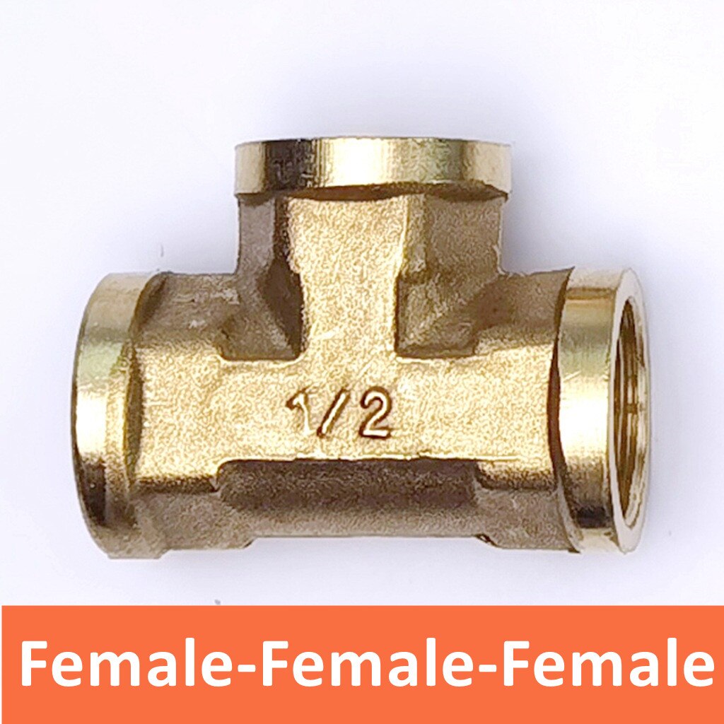 Encanamento pneumático encaixe de tubulação bronze macho/fêmea rosca 1/8 "1/4" 3/8 "1/2" bsp tipo t acessórios cobre água óleo gás adaptador: Female-F-F / 1.5inch