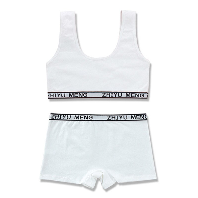 Conjunto de sujetador para estudiante, chaleco de pubertad, sujetadores y Color sólido para niñas, Color sólido, para niños de 8 a 14 años, Hipster, , 1 Juego: Blanco