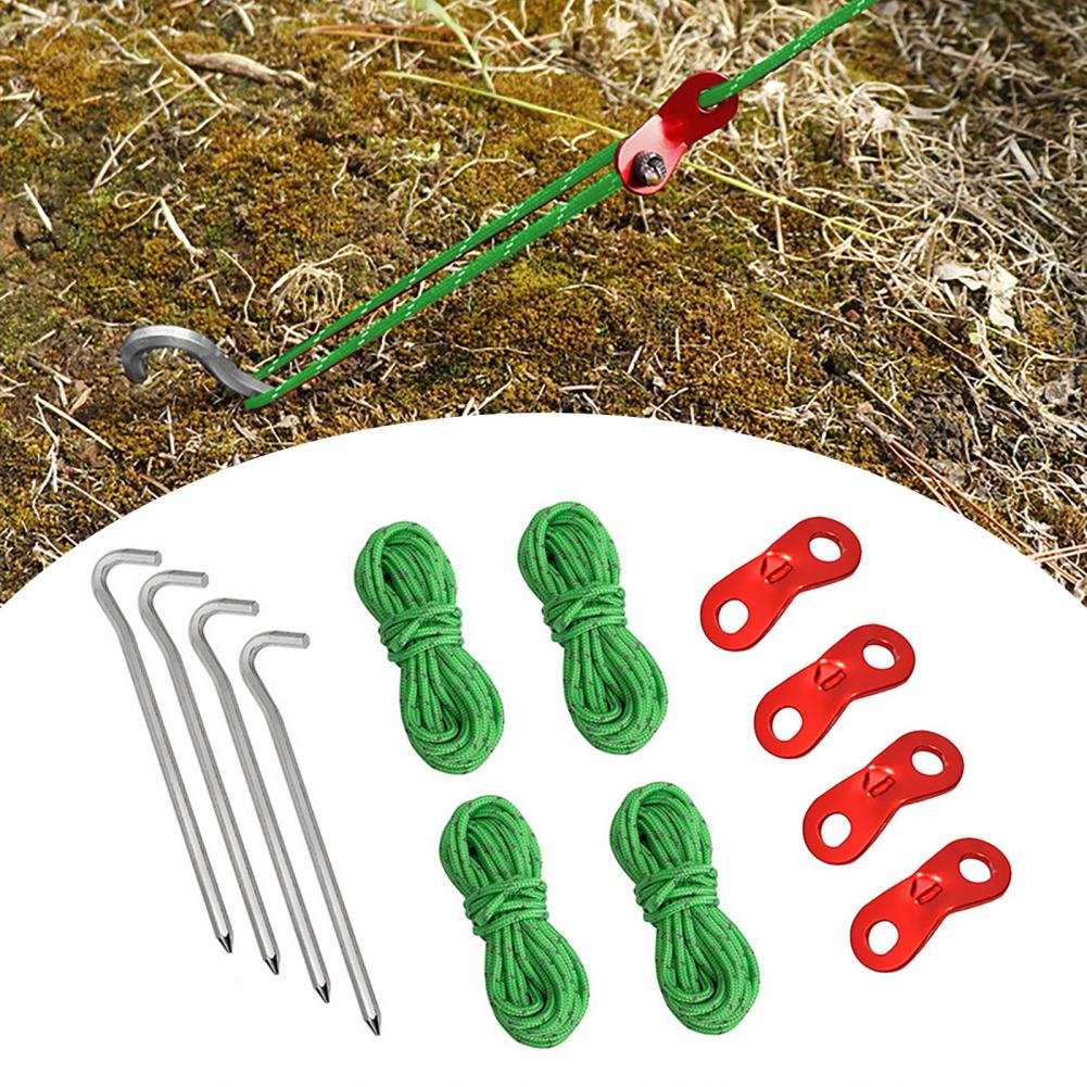 Ensemble de cordes de tente haute densité, robuste, Installation facile, piquets de tente de Camping en plein air, cordes réfléchissantes, 13 pièces/ensemble