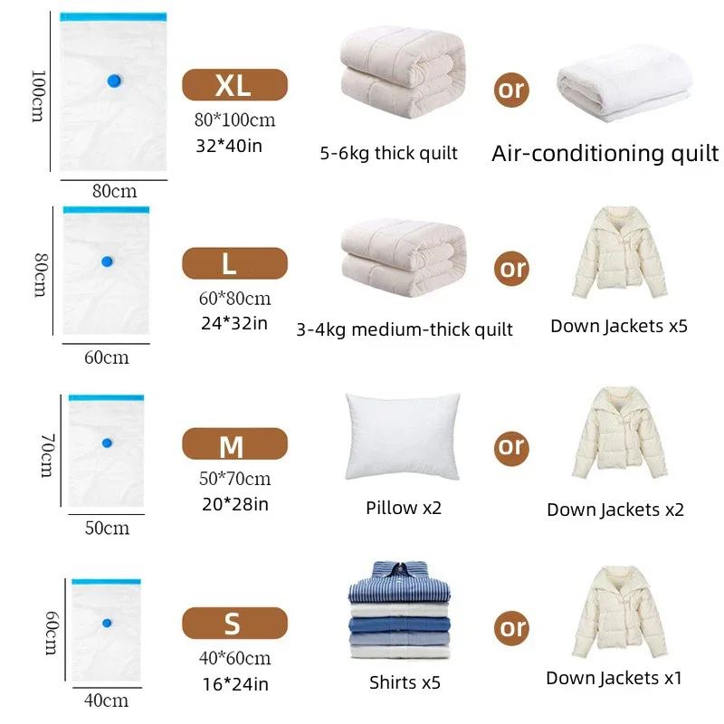 Vacuum Storage Bags Wardrobe Organizer Vacuum Seal Bag Space Saving Bags for Clothes Pillow Bedding Blanket Packaging Storager