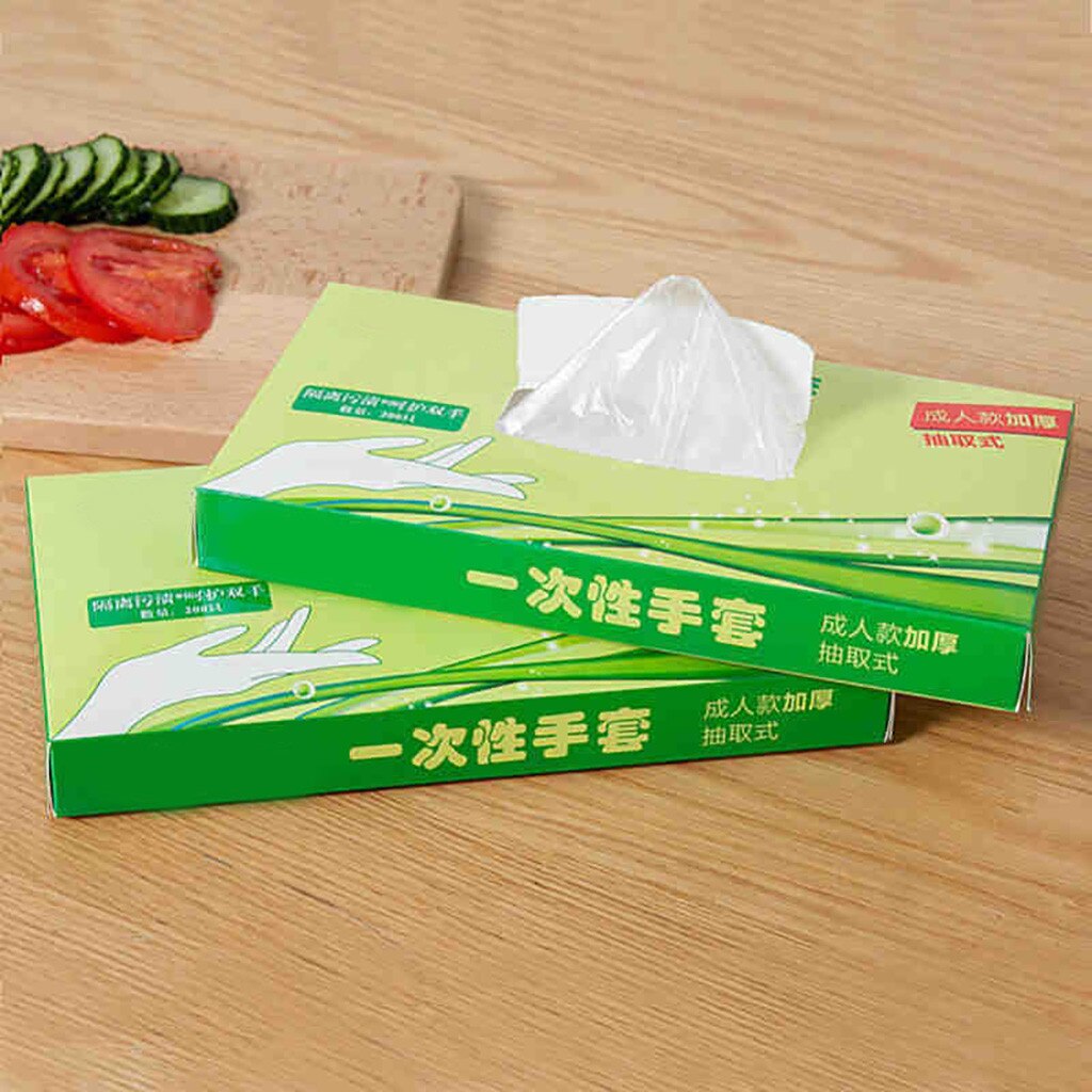 200 Stks/doos Desechables Guantes Transparante Plastic Wegwerphandschoenen Huishoudelijke Keuken Hygiëne Handschoenen Thuis Voedsel Bakken Tool