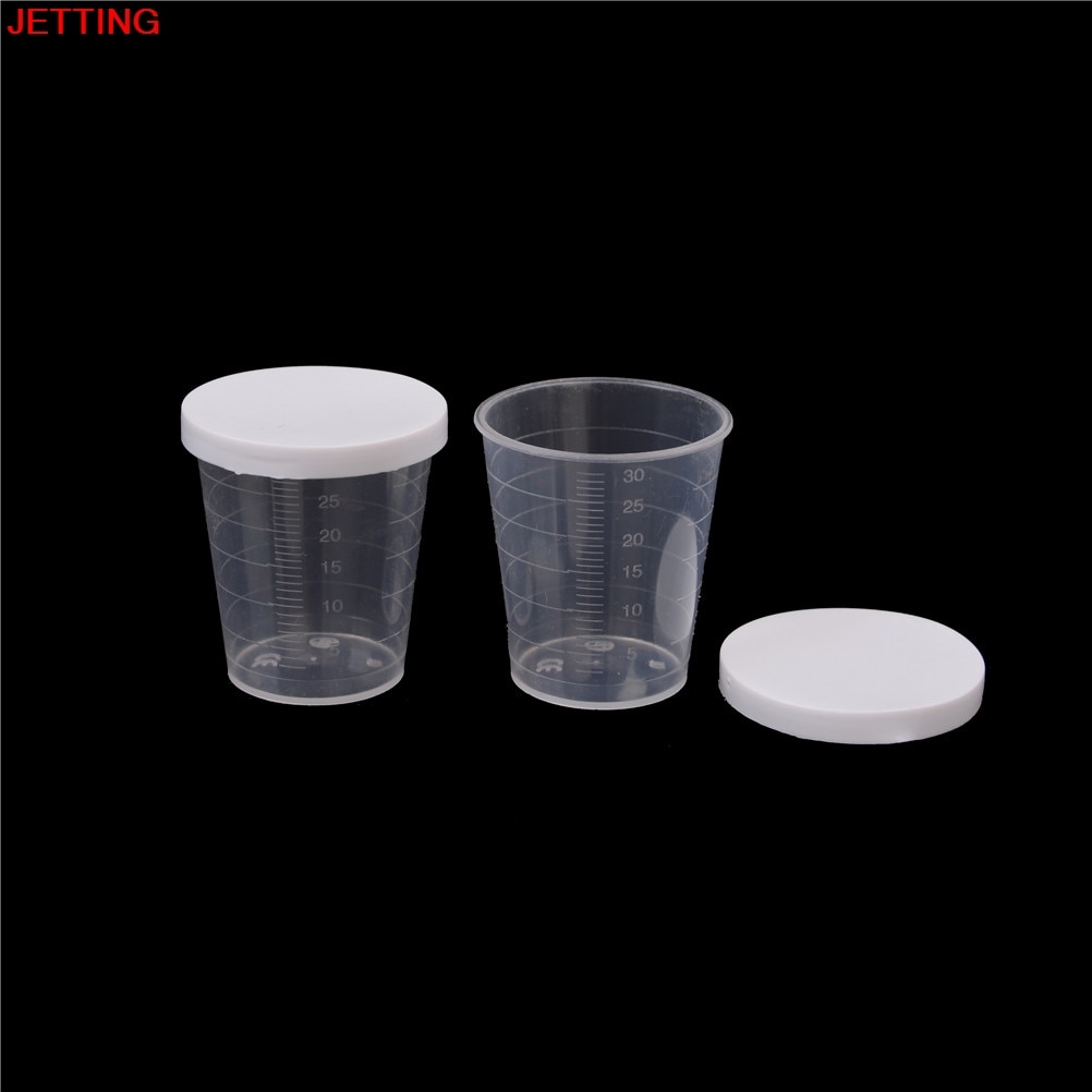 10 PCS 30ml Clear PP Plastic Graduaeted Laboratory Test Cylinder Liquid Measuring Cups White Lid Indexing Clear Container Tub