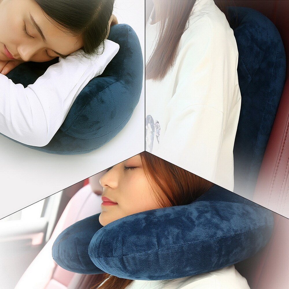 Inflatable U-shaped Pillows Travel Slow Rebound Portable Neckrest Travel Folding Memory Foam Train Airplane Outdoor Pillow