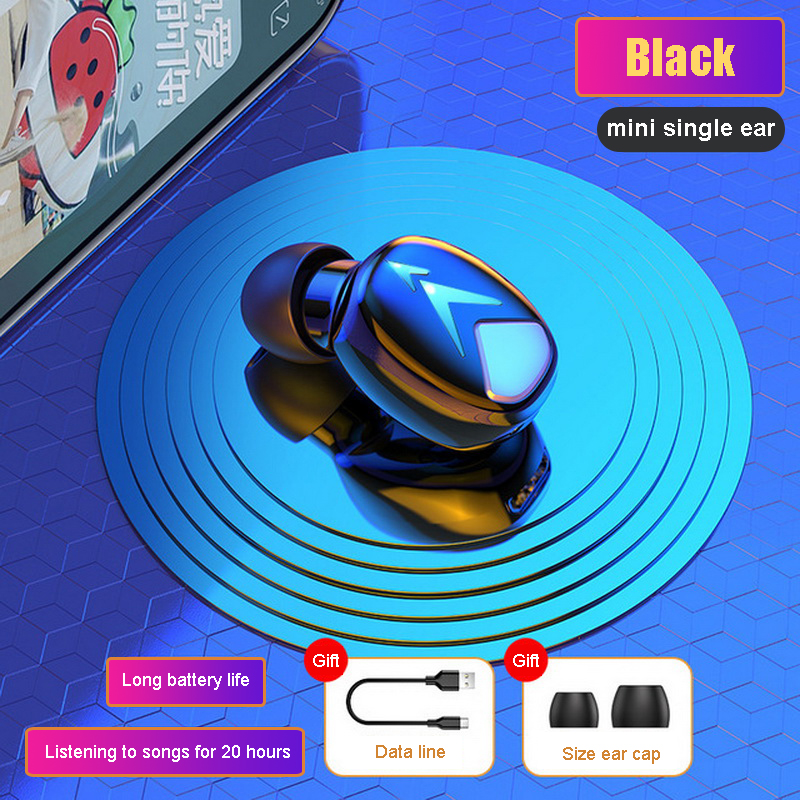 S600 Bluetooth Oortelefoon Mini Single Ear Hoofdtelefoon Sport Waterdicht Headsets Ruisonderdrukking Oordopjes Voor Android: Navy Blue