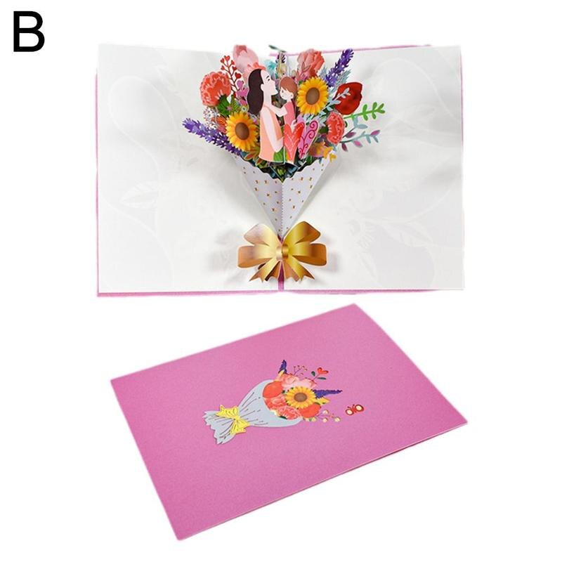 3d Greeting Card For Mother&#39;s Day Flower Pattern Happy Birthday Up Card For Mom K8k6: B