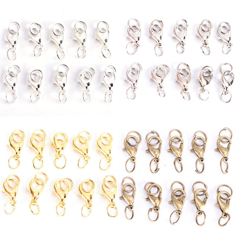 20Pcs Boho Stil Karabinerverschlüsse Jump Ringe Split Ring, Der Haken Perlen Crimp Ende Frühling Halskette Snap Ketten stecker Set