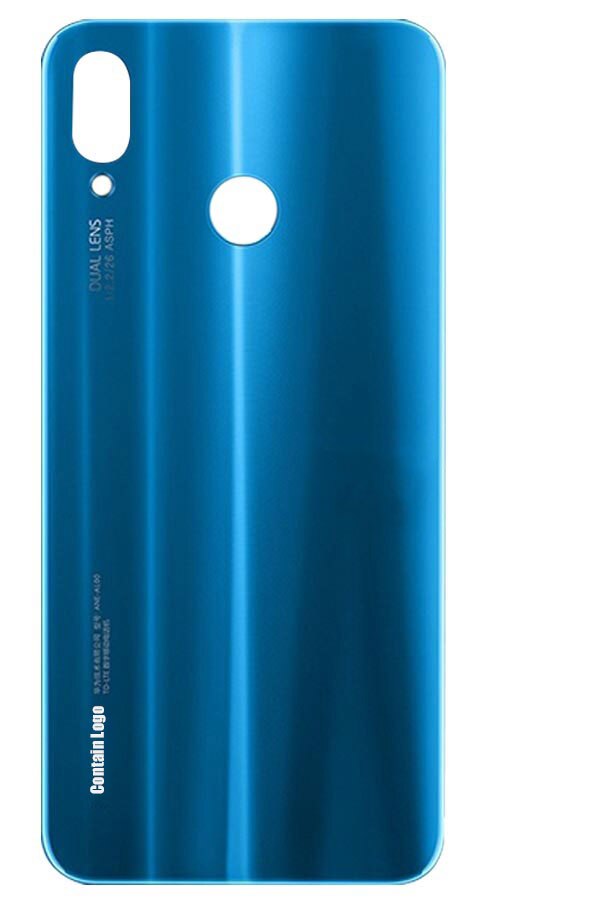 Funda trasera de cristal para Huawei P20 lite, protector de batería con lente de cámara para Huawei P20 Lite Nova 3e: Blue No Lens