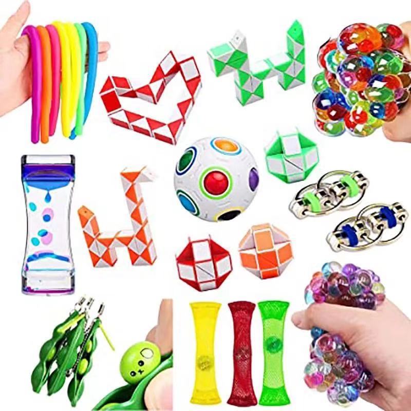 22 Pack Zappeln Spielzeug Stress Relief Spielzeug Autismus Angst Relief Stress Pop Blase Zappeln Sensorischen Dekompression Spielzeug für Kinder Erwachsene: 23PC