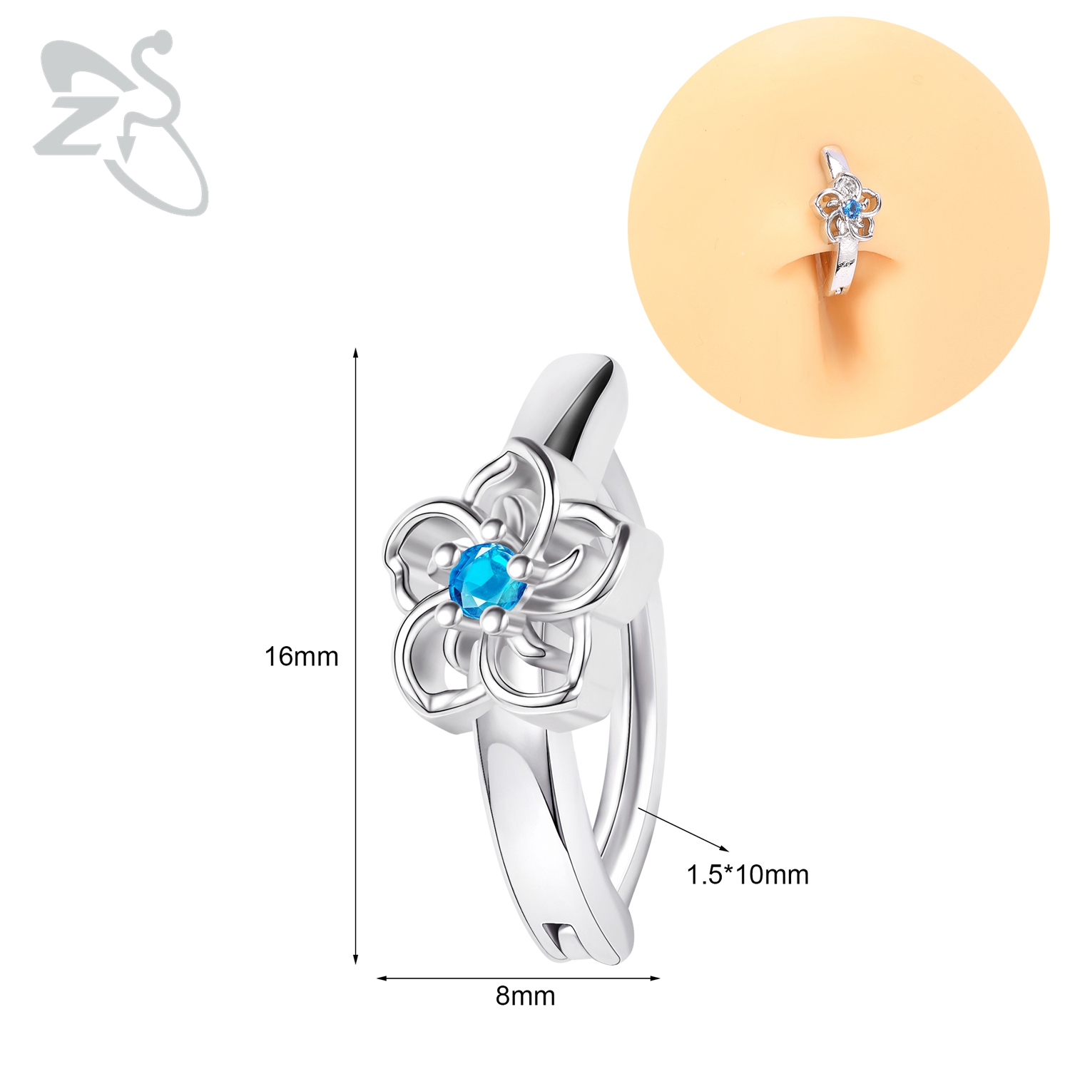 ZS 1 PC Leuke Vlinder Buik Navel Ring CZ Crystal Navelpiercings Bloem Snake Reverse Gebogen Navel Barbell Lichaam sieraden: Antique Gold Plated