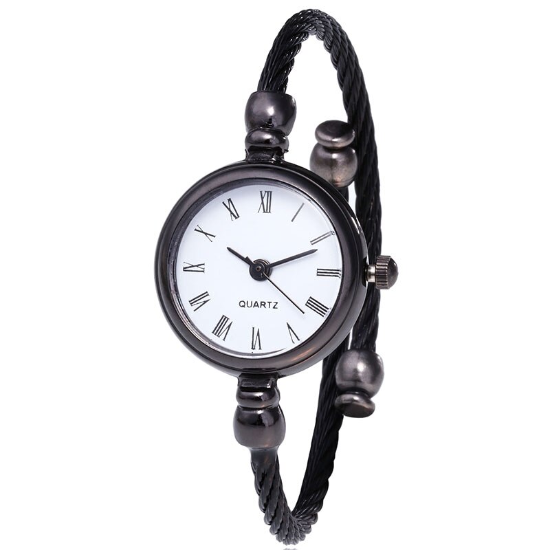 Women Stainless Steel Watch Small Dial Tassel Bracelet Watches Ladies Dress Wristwatch black Relogio Feminino